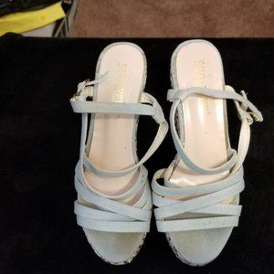 Light Blue Denim Look Wedges